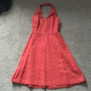 Ann Taylor Halter Coral Midi Dress